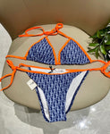 Pre Order Blue & Orange Luxury Logo Design Bikini Set