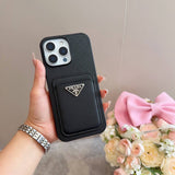Pre Order Leather Card Holder Luxury Logo Design Black Phone Case