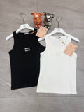 Pre Order Sparkle Logo Detail Ribbed Vest Top