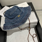 Pre Order Luxury Gold Logo Denim Bucket Hat