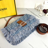 Pre Order Frayed Denim Double Letter Design Handbag