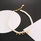 Pre Order Luxury Pearl Logo Gold Necklace