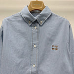 Pre Order Blue Pin Stripe Luxury Logo Short & Shirt Set