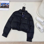 Pre Order Cropped Luxury Logo Puffer Collar Coat
