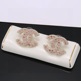 Pre Order Pink Diamanté Double Initial Earrings
