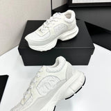 Pre Order Luxury Tweed Suede Trainers In White