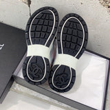 Pre Order Luxury Pink & Silver Double C Logo Trainers