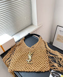 Pre Order Luxury Gold Logo Tassle Beach Bag
