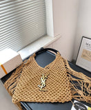 Pre Order Luxury Gold Logo Tassle Beach Bag