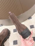 Pre Order Front Zip Logo Suede Boots
