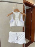 Pre Order Luxury Logo Band Ribbed White Set