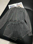 Pre Order Luxury Aw Logo Charcoal Short & Bomber Jacket Set