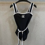 Pre Order Luxury White Logo Tie Waist Swimsuit