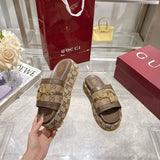 Pre Order Luxury Logo Buckle Design Platform Slides