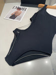 Pre Order Luxury Diamanté Logo Side Cut Out Swimsuit