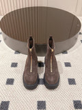 Pre Order Front Zip Logo Suede Boots