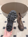 Pre Order Front Zip Logo Suede Boots