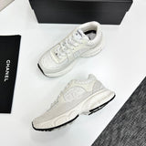 Pre Order Luxury Tweed Suede Trainers In White