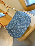 Pre Order Luxury Denim Logo Studded Strap Bag