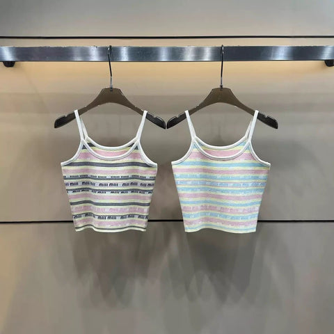 Pre Order Strap Vest Top With Luxury Stripe Design