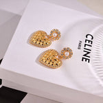 Pre Order Luxury Heart Shape Gold Pearl Earrings
