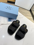 Pre Order Luxury Logo Crochet Double Strap Slides