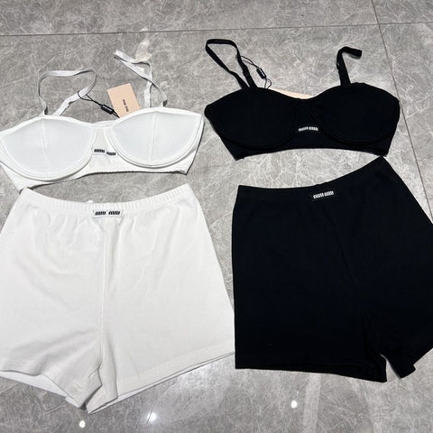 Pre Order Luxury Logo Waist Band Shorts & Matching Logo Bralet