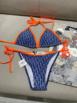 Pre Order Blue & Orange Luxury Logo Design Bikini Set