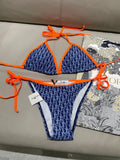 Pre Order Blue & Orange Luxury Logo Design Bikini Set