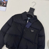 Pre Order Cropped Luxury Logo Puffer Collar Coat