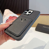 Pre Order Leather Card Holder Luxury Logo Design Black Phone Case
