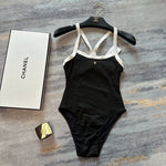 Pre Order Luxury Diamanté Logo Ribbed Swimsuit