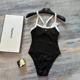 Pre Order Luxury Diamanté Logo Ribbed Swimsuit