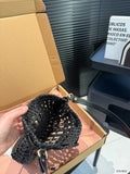 Pre Order Luxury Woven Logo Top Handle Bag In Black
