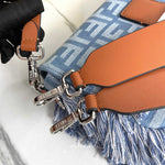 Pre Order Frayed Denim Double Letter Design Handbag