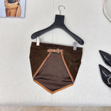 Pre Order Suede Bandeau Luxury Logo Open Back Top