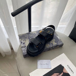 Pre Order Luxury Gold Logo Double Strap Sandals