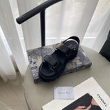 Pre Order Luxury Gold Logo Double Strap Sandals