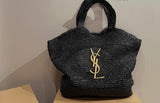 Pre Order Luxury Gold Letter Logo Wicker Bag With Matching Purse (2 Colours)