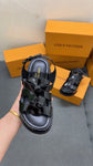 Pre Order Luxury Logo Multi Strap Wedges