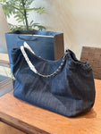 Pre Order Luxury Embroidered Logo Dark Denim Handbag