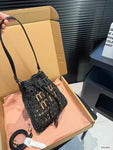 Pre Order Luxury Woven Logo Top Handle Bag In Black