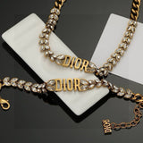 Pre Order Diamanté Luxury Logo Bracelet & Necklace Set