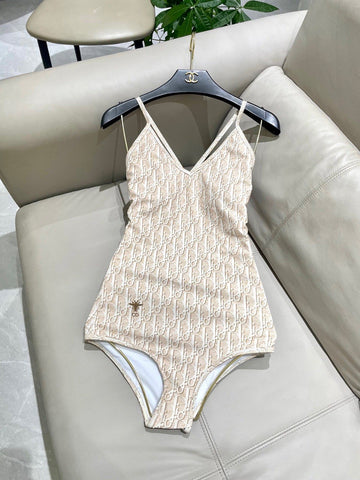 Pre Order Luxury Nude Cd Logo Design Cross Back Swimsuit