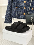 Pre Order Double Strap Luxury Logo Design Teddy Slippers