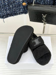 Pre Order Double Strap Luxury Logo Design Teddy Slippers