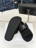 Pre Order Double Strap Luxury Logo Design Teddy Slippers