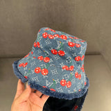 Pre Order Cherry Logo Design Luxury Denim Bucket Hat