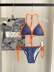 Pre Order Blue & Orange Luxury Logo Design Bikini Set