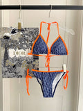 Pre Order Blue & Orange Luxury Logo Design Bikini Set